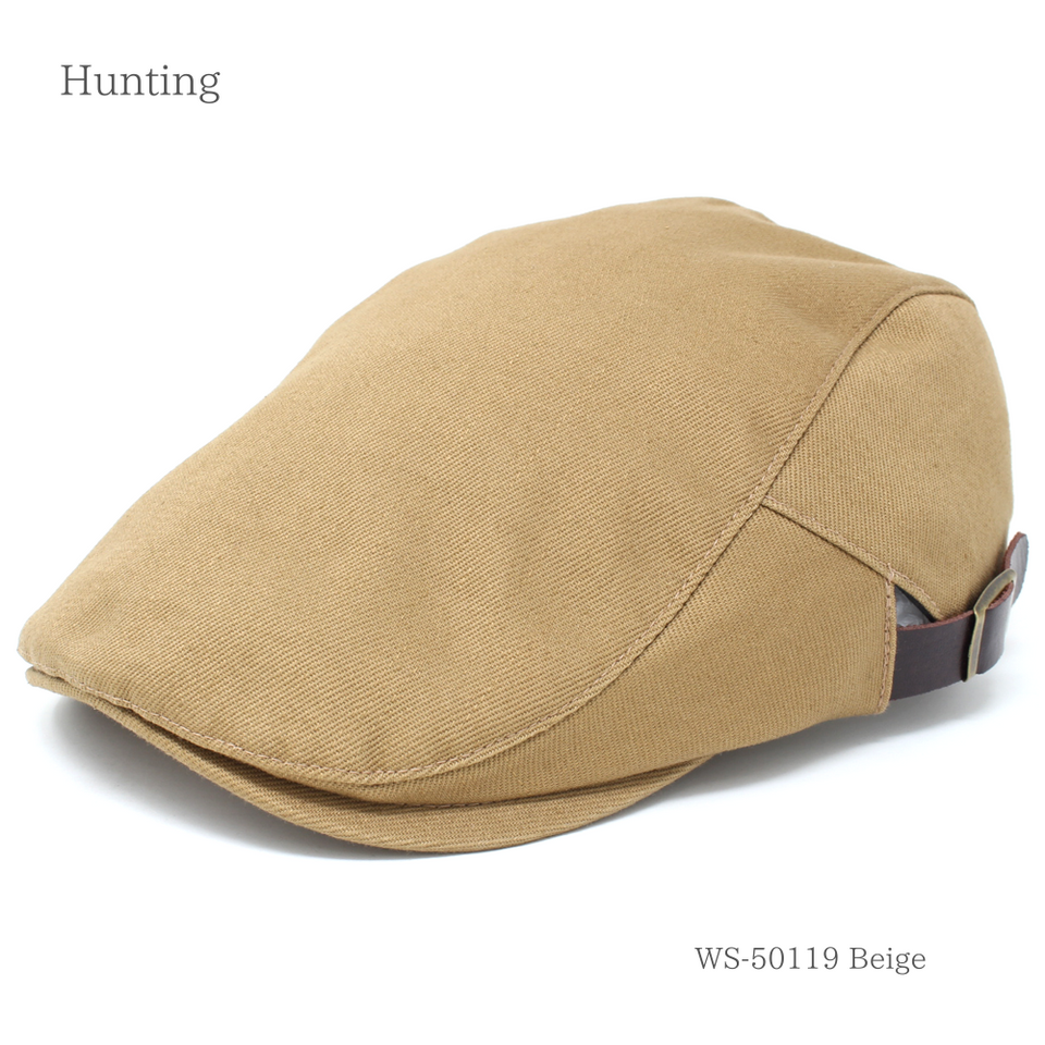 サイドベルトツイルハンチング ベージュ 商品 斜め前