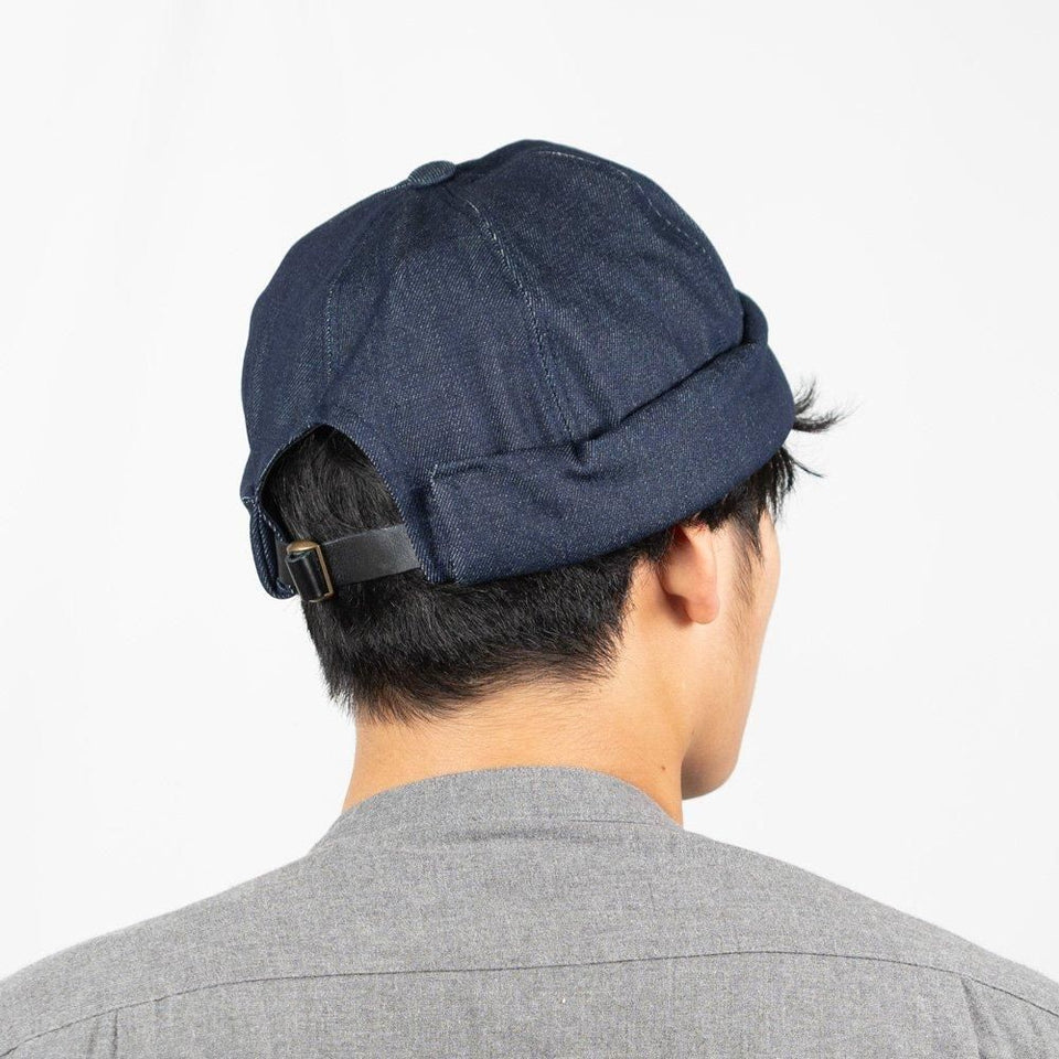 ツイルフィッシャーマンキャップ Lサイズ デニム 着用 後ろ斜め