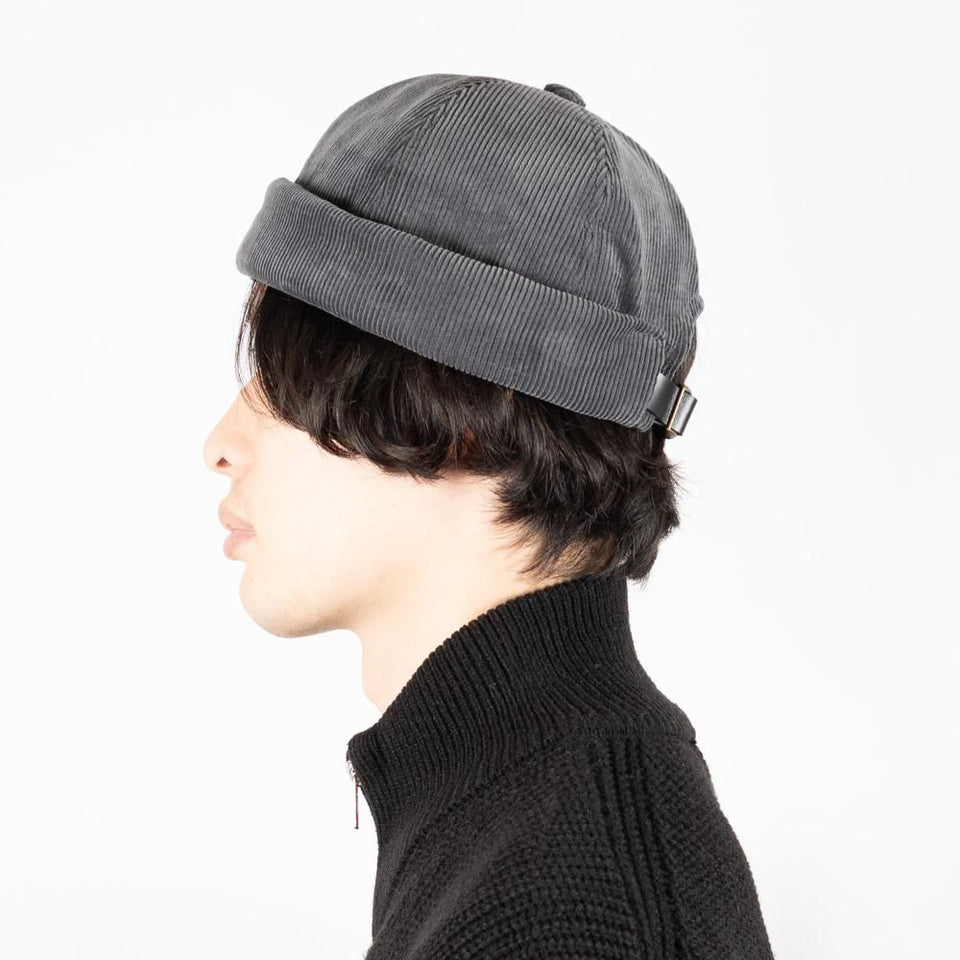 コーデュロイフィッシャーマンキャップ グレー 着用 横