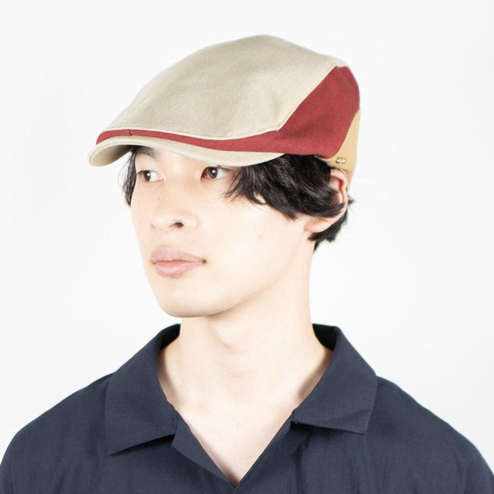 パッチワークハンチング ベージュ 着用 斜め前