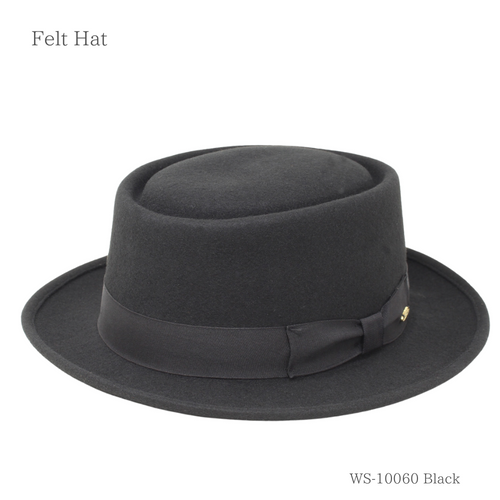 フェルトウールポークパイ ブラック 商品 正面