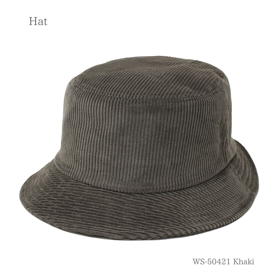 コーデュロイバケットハット カーキ 商品 斜め前