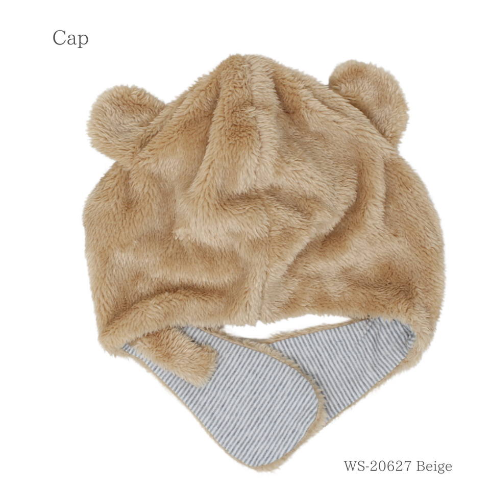 クマちゃんキャップ 52~54cm ベージュ 商品 後ろ