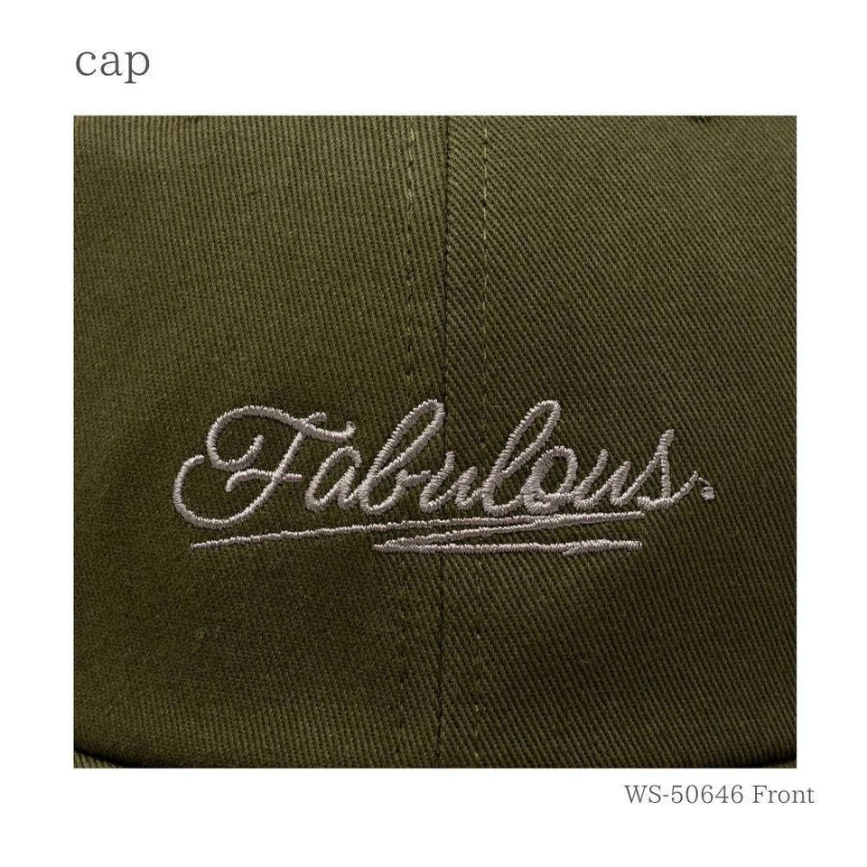 fabulous キャップ カーキ 刺繍のアップ