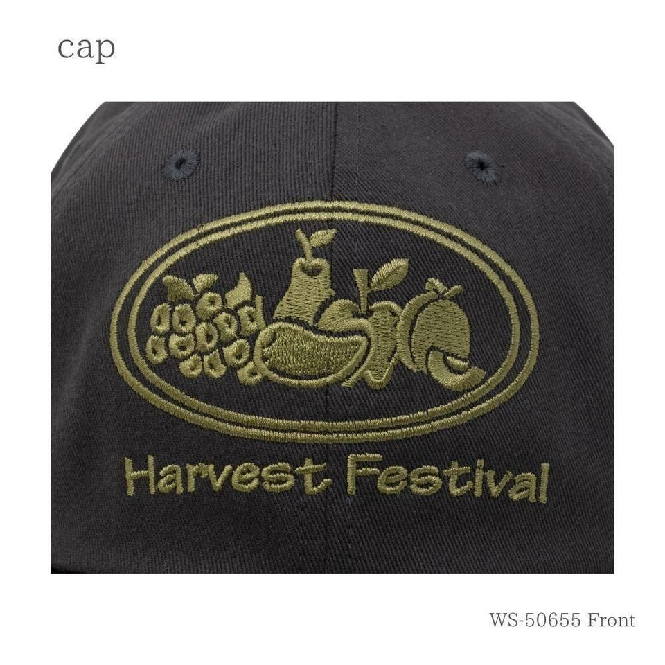 Harvest キャップ グレー/ブラック 刺繍のアップ
