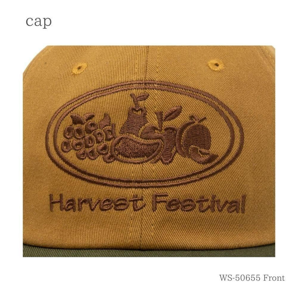 Harvest キャップ ベージュ/カーキ 刺繍のアップ