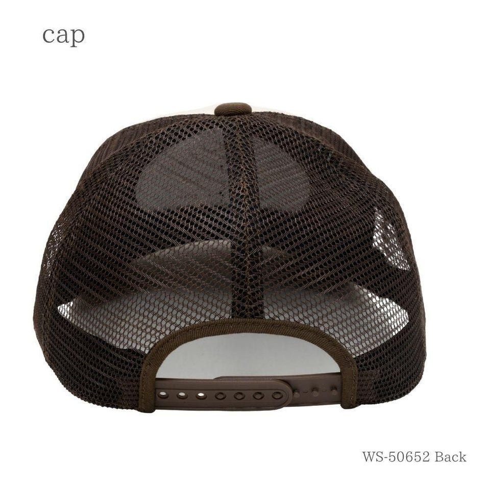 ラウンドワッペンメッシュキャップ ブラウン/ベージュ 商品 後ろ