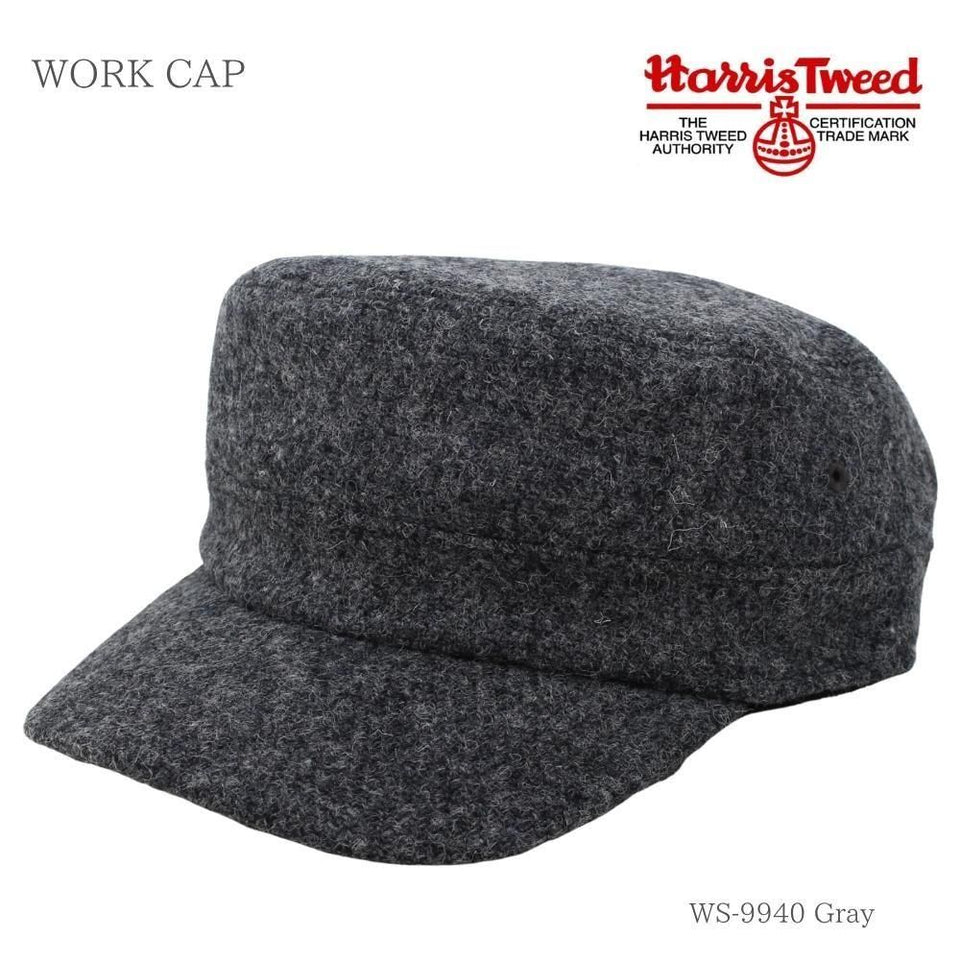 Harris Tweed(ハリスツイード)ウールワークキャップ グレー 商品 斜め前