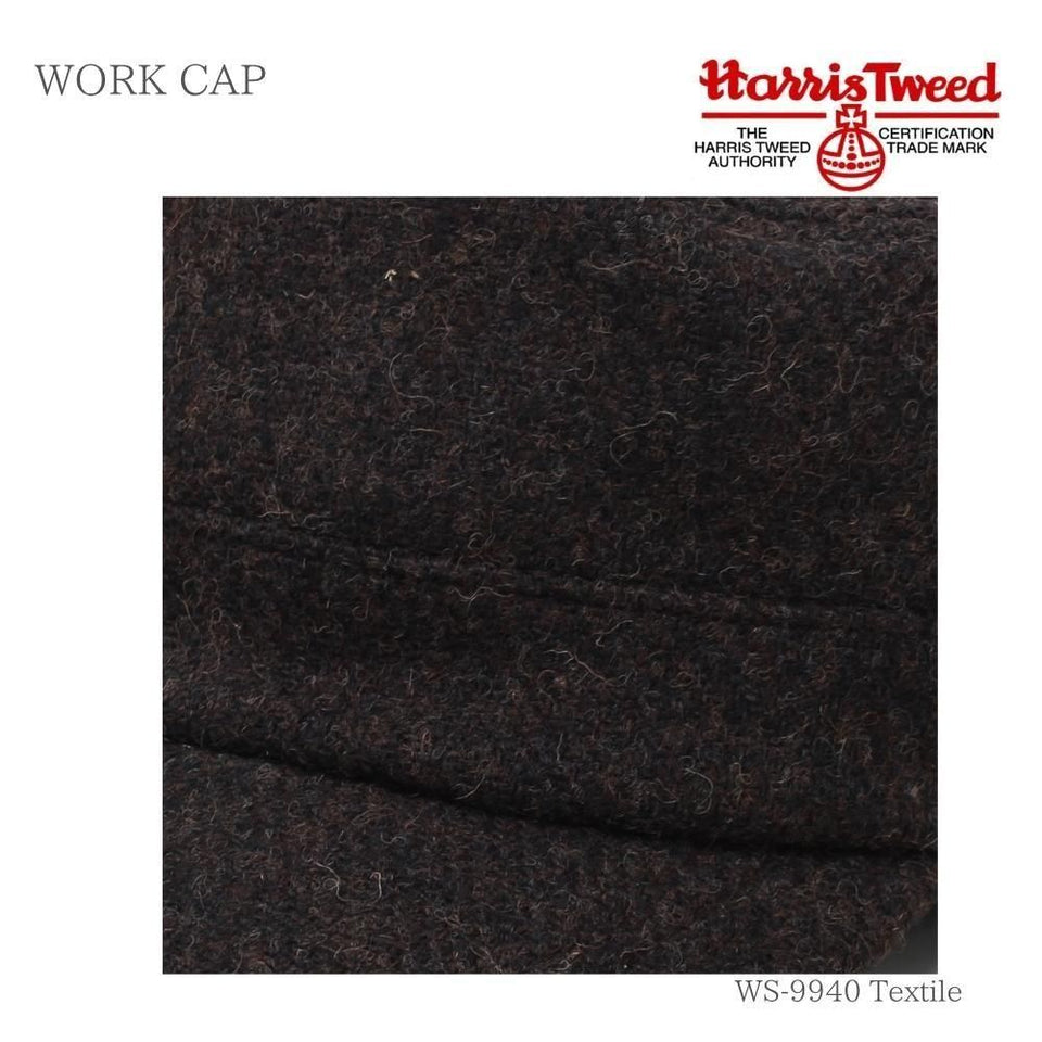 Harris Tweed(ハリスツイード)ウールワークキャップ ブラウン 生地のアップ