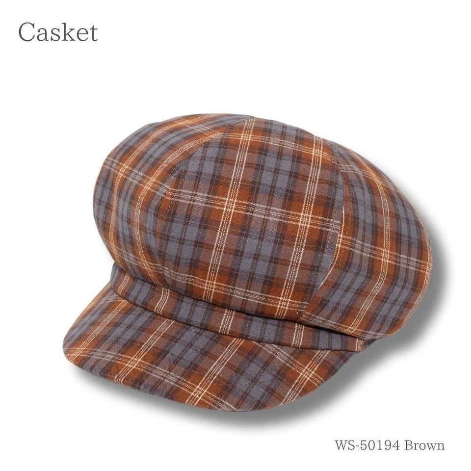 チェックキャスケット ブラウン 商品 斜め前