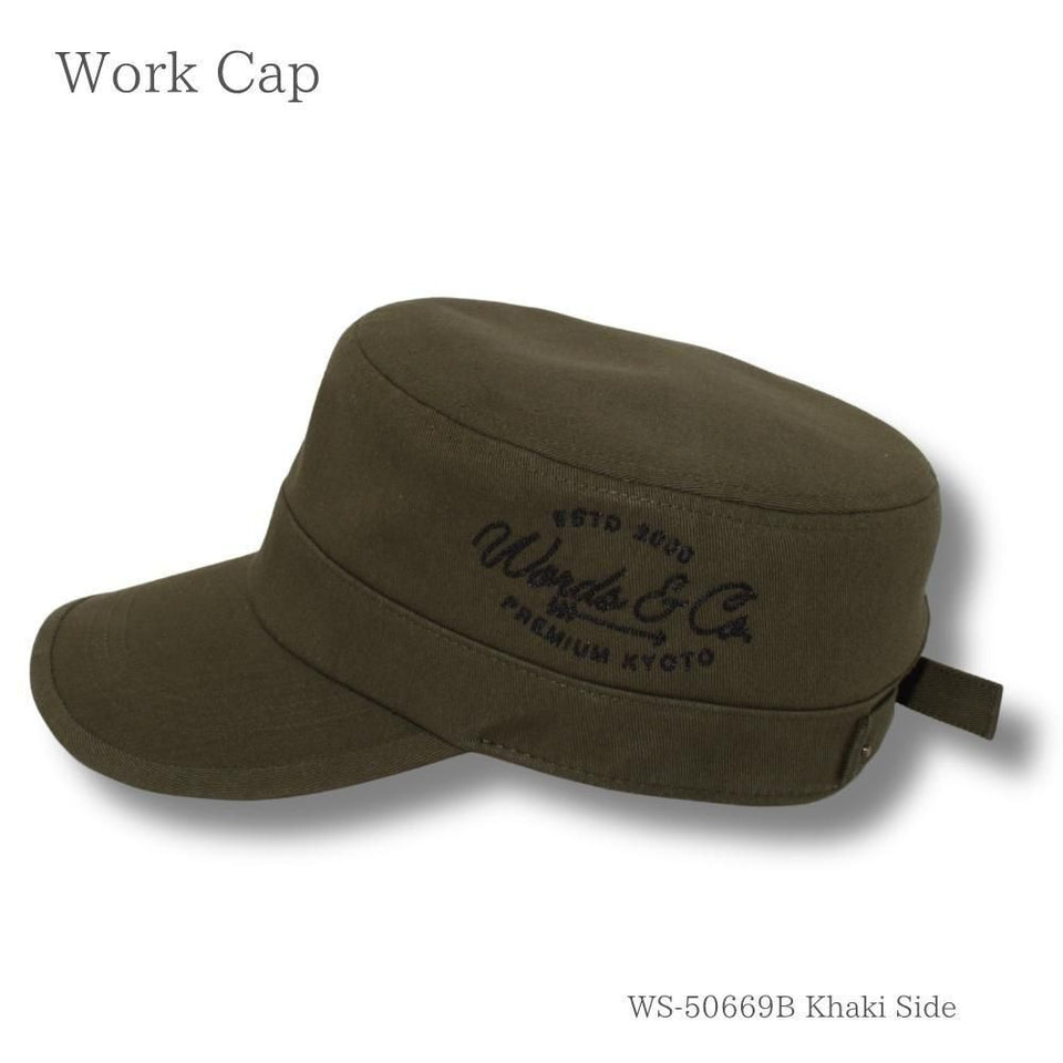 チェーンステッチワークキャップ カーキ 商品 横