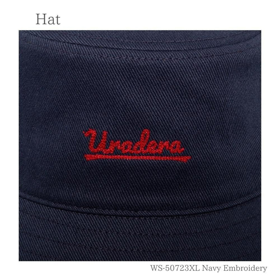URADERAバケットハット XLサイズ ネイビー 刺繍のアップ