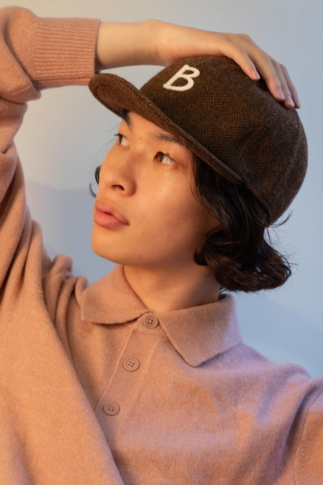 체크와 헤링본 착용 이미지