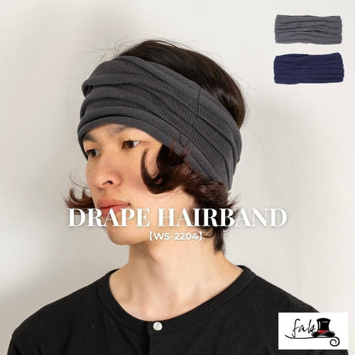 ドレープヘアーバンド グレー 着用 正面
