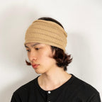 ヘアターバン（ニットヘアバンド） ベージュ 着用 斜め前