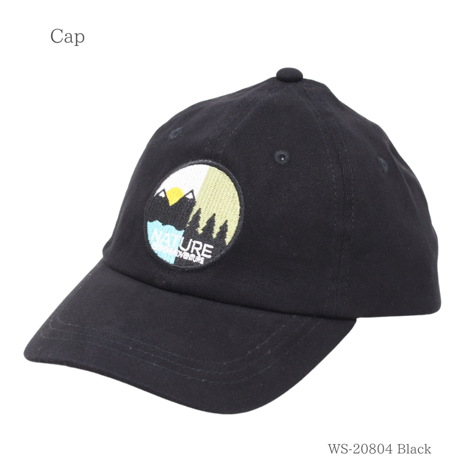 キッズネイチャーキャップ 54cm ブラック 商品 斜め前