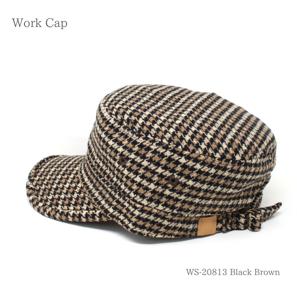 チェックワークキャップ ブラック ブラウン 商品 横
