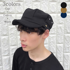レイルロードキャップ ブラック 着用 斜め前 色見本付き