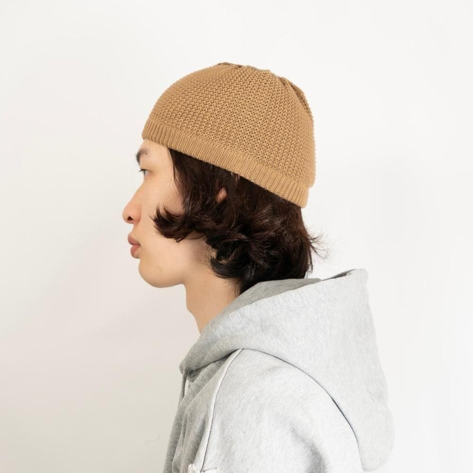 ワッフルショートワッチ ベージュ 着用 横