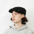 コットンツイルハンチング ブラック 着用 斜め前