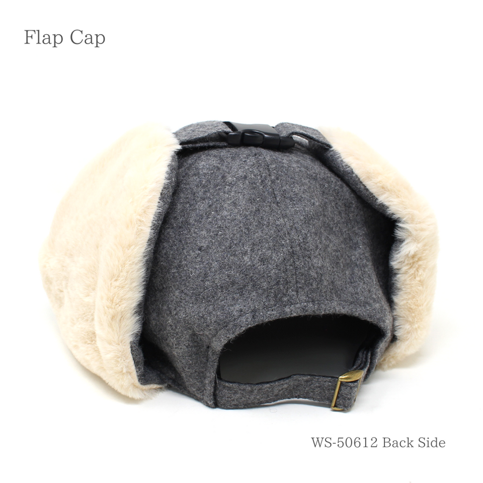 メルトンファーフラップキャップ グレー 商品 後ろ