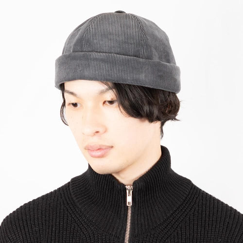 コーデュロイフィッシャーマンキャップ グレー 着用 正面
