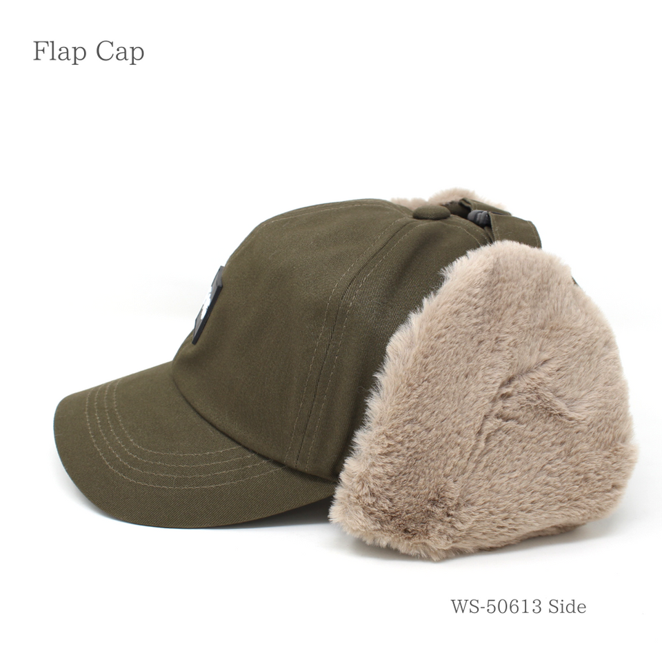 ワッペンファーフラップキャップ カーキ 商品 横
