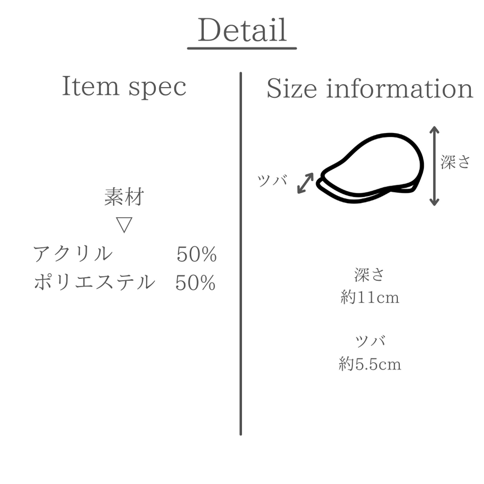 サーモハンチング 素材とサイズの説明