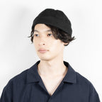 麻ラミフィッシャーマンキャップ ブラック 着用 正面