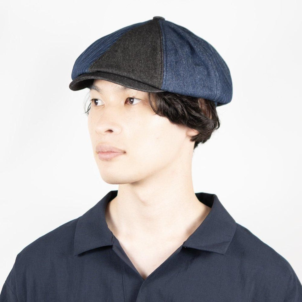 デニムキャスケット ストライプ 着用 斜め前