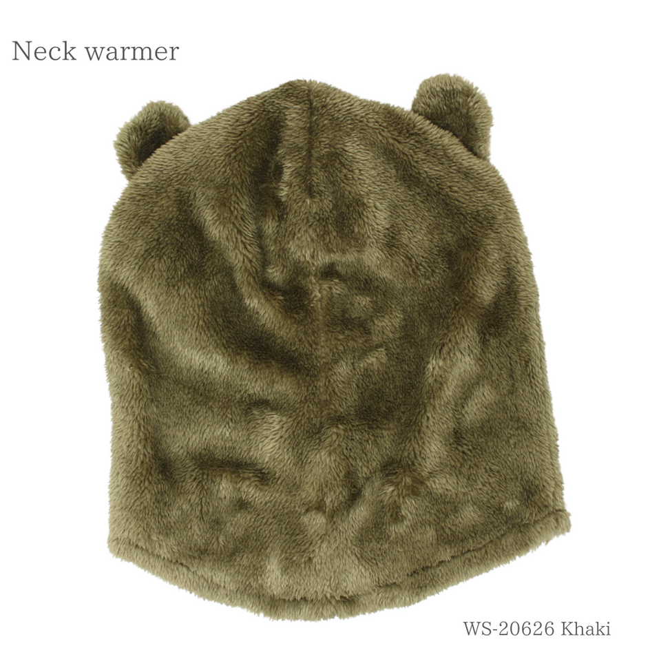 クマちゃんネックウォーマー 52~54cm カーキ 商品 後ろ