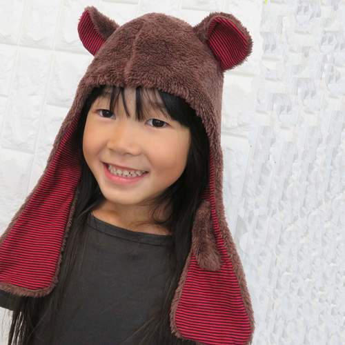 クマちゃんキャップ 52~54cm ブラウン 着用 正面