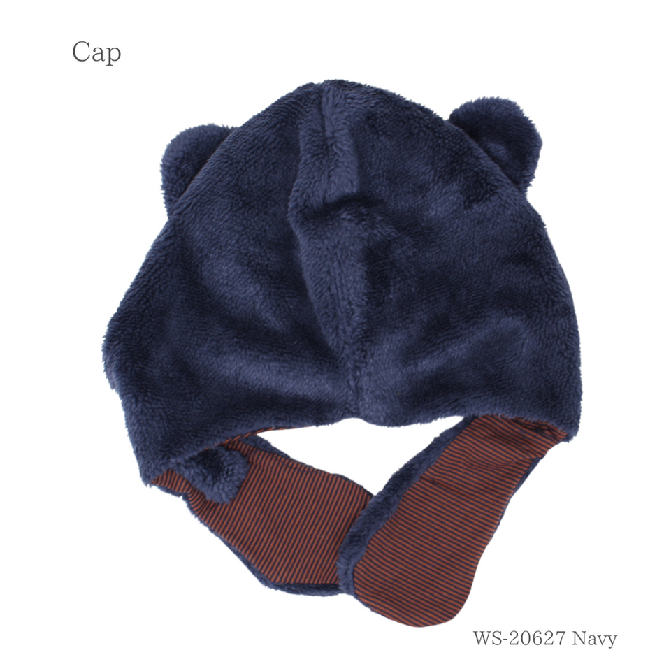 クマちゃんキャップ 52~54cm ネイビー 商品 後ろ