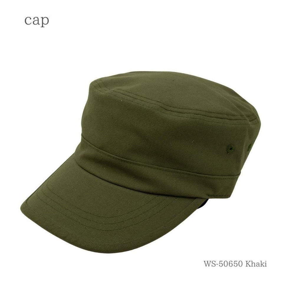 ラバーアジャスターワークキャップ カーキ 商品 斜め前