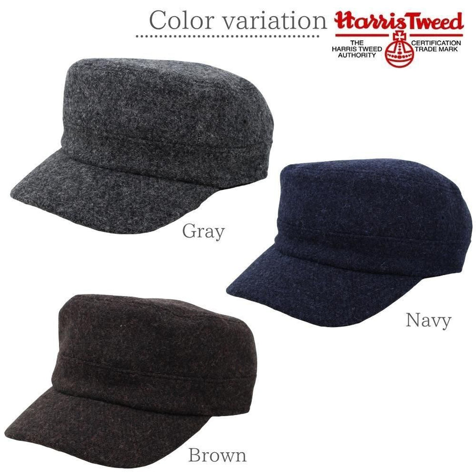 Harris Tweed（ハリスツイード）ウールワークキャップ カラー展開（グレー・ネイビー・ブラウン）