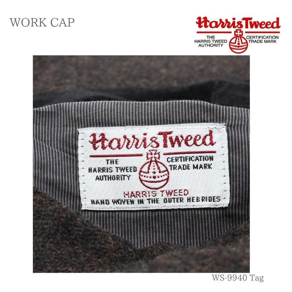 Harris Tweed（ハリスツイード）ウールワークキャップ 内側のタグのアップ