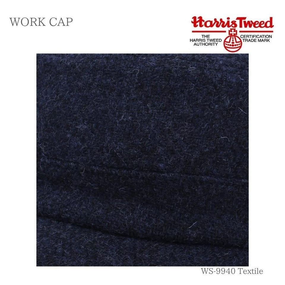 Harris Tweed（ハリスツイード）ウールワークキャップ ネイビー 生地のアップ
