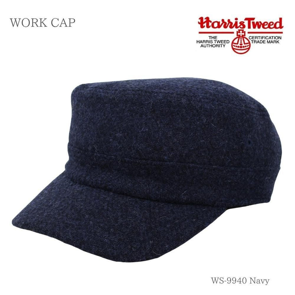 Harris Tweed（ハリスツイード）ウールワークキャップ ネイビー 商品 斜め前