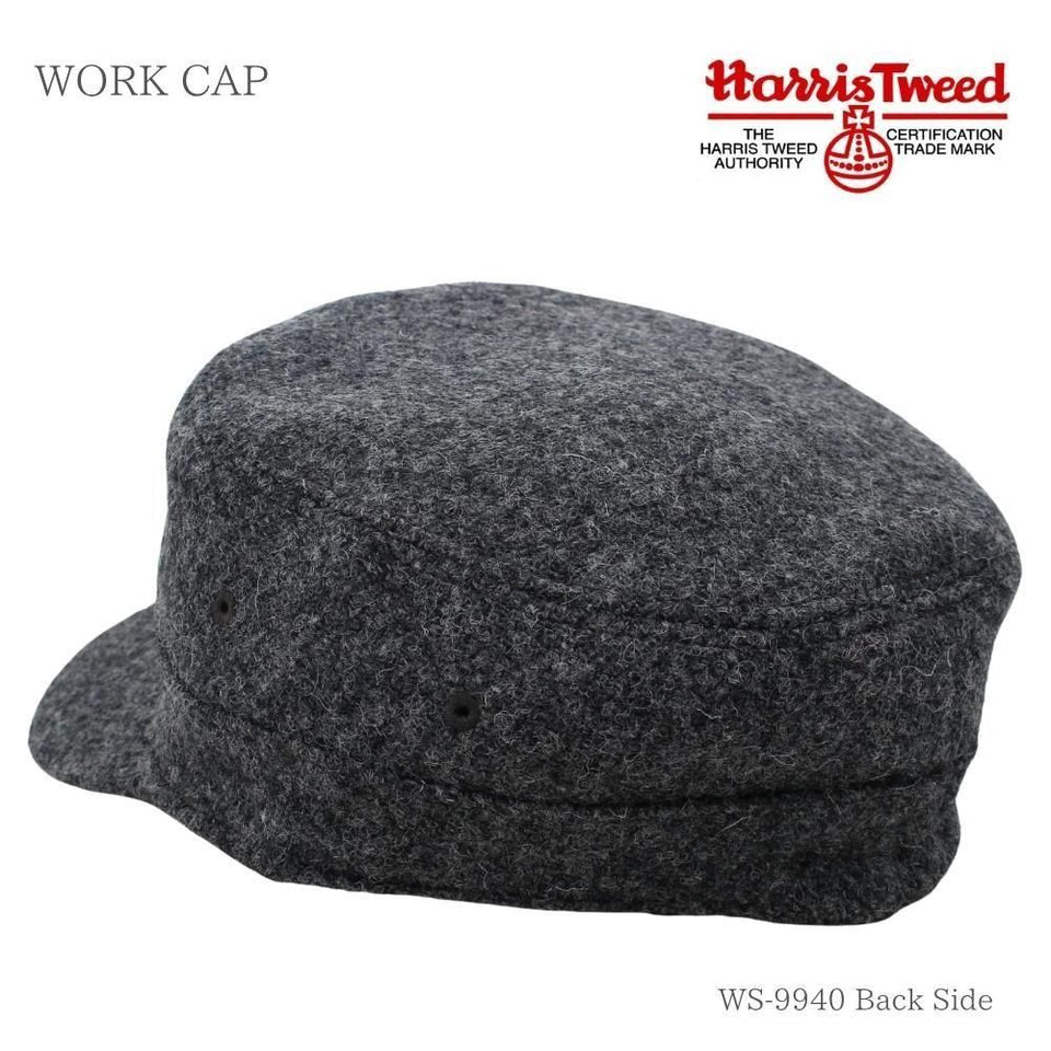 Harris Tweed（ハリスツイード）ウールワークキャップ グレー 商品 後ろ斜め