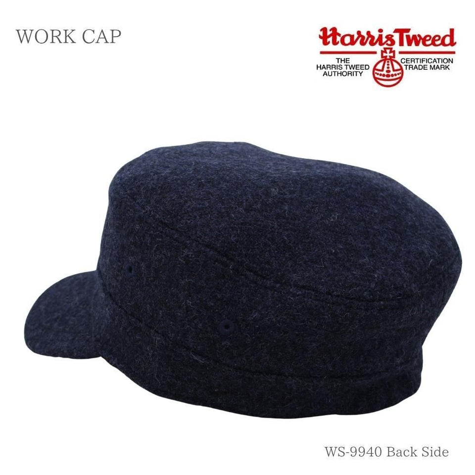 Harris Tweed（ハリスツイード）ウールワークキャップ ネイビー 商品 後ろ斜め