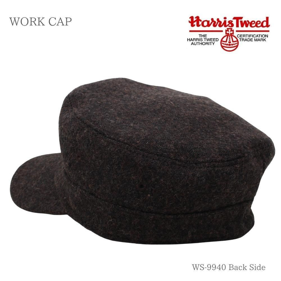 Harris Tweed（ハリスツイード）ウールワークキャップ ブラウン 商品 後ろ斜め
