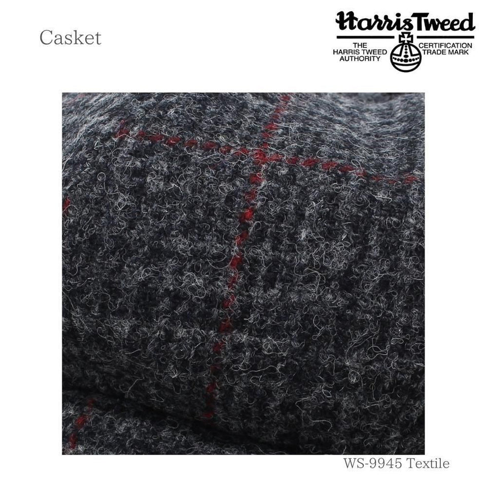 Harris Tweed （ハリスツイード）キャスケット｜100周年記念モデル グレーチェック 生地のアップ