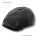フェイクレザーキャスハンチング ブラック 商品 斜め前