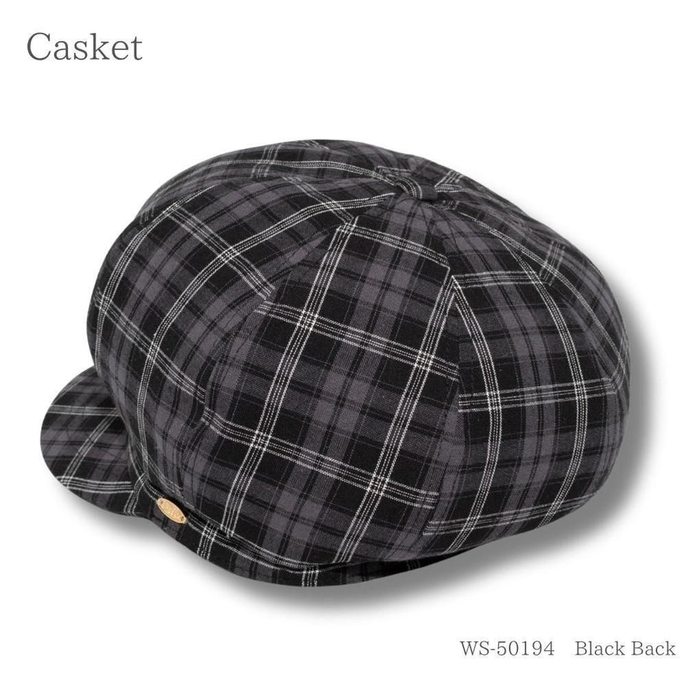 チェックキャスケット ブラック 商品 後ろ斜め