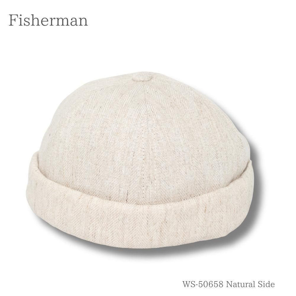 ヘリンボンフィッシャーマンキャップ ナチュラル 商品 横