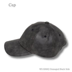 PUレザーキャップ ダメージブラック 商品 横