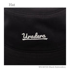URADERAバケットハット ブラック 正面の刺繍のアップ