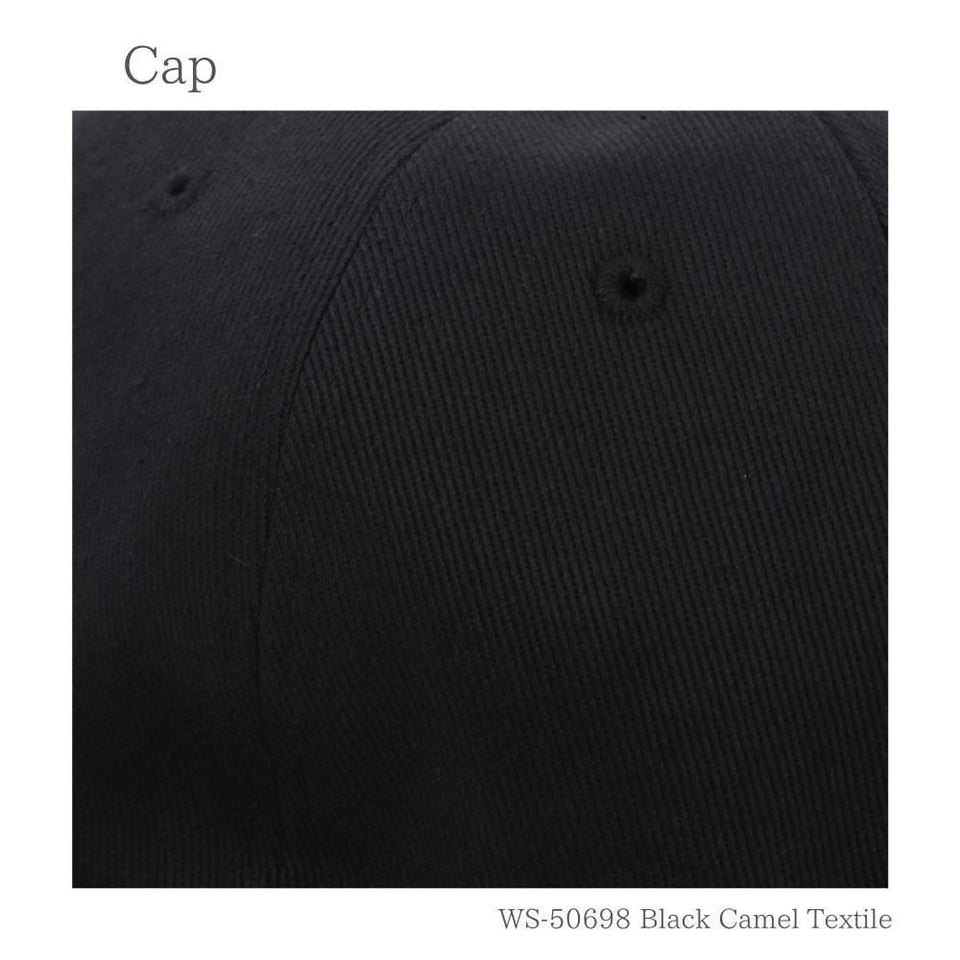 Ｂアンパイアキャップ ブラック キャメル 生地のアップ