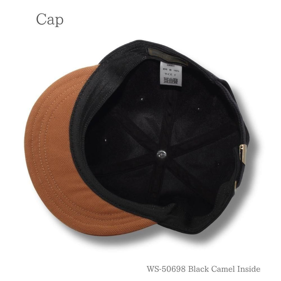 Ｂアンパイアキャップ ブラック キャメル 内側