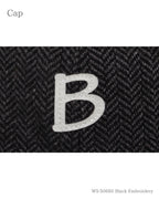 ヘリンボンBアンパイアキャップ ブラック 刺繍のアップ